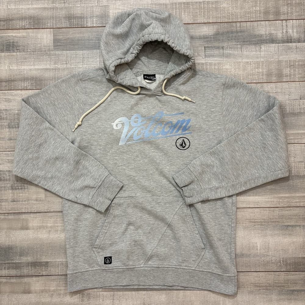 VTG Y2K Volcom Hoodie Mens L Gray Pullover Graphic Logo Skate Grunge Pinkman